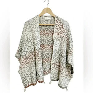 Knox Rose Women's Knit Cape Cardigan Fringe Off White Size S